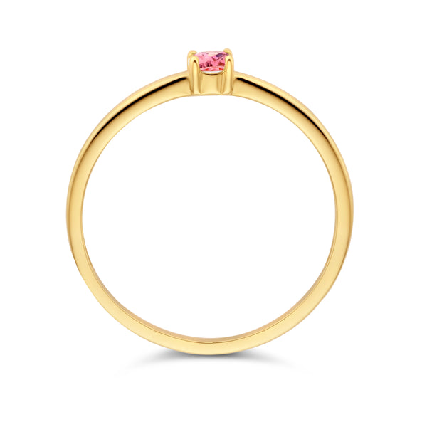 echt geel gouden ring met toermalijn | 14 krt geel goud - oktober geboortesteen
