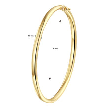 Afbeelding in Gallery-weergave laden, geel gouden rond afgewerkte bangle van 14 karaat geel goud 4 mm