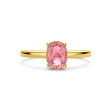 Afbeelding in Gallery-weergave laden, echt gouden ring met ovale zacht roze toermalijn | 14 krt geel goud