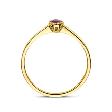 Afbeelding in Gallery-weergave laden, echt gouden ring met kleine ovale bordeaux rode robijn | 14 krt geel goud