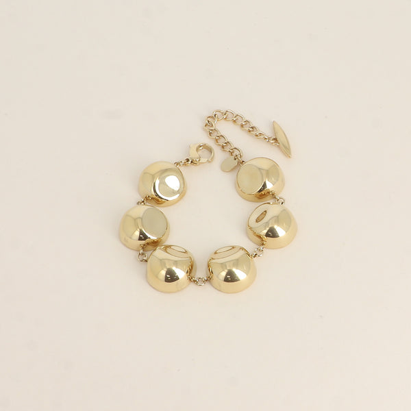 goudkleurige  grote bollen armband van stainless steel