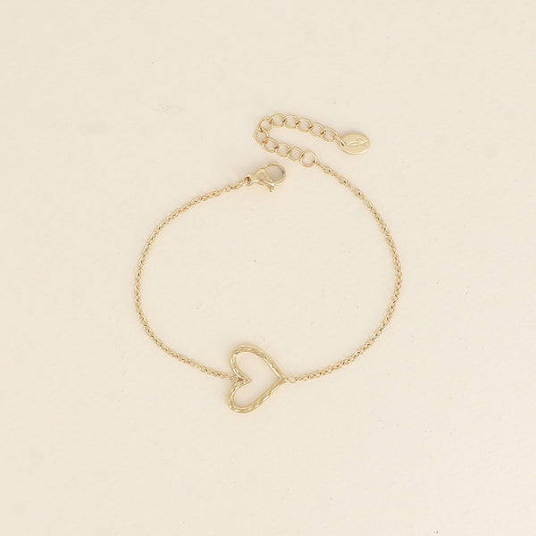goudkleurige fijn armbandje met groot open hart | stainless steel