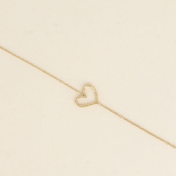 goudkleurige fijn armbandje met groot open hart | stainless steel