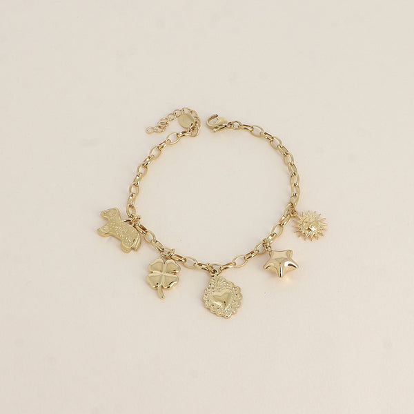 goudkleurige goud kleurige bedels armband l stainless steel