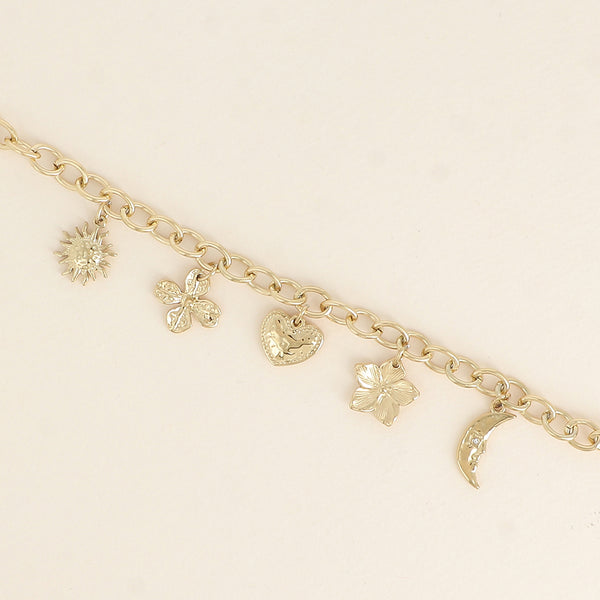 goudkleurige gekleurde en gouden bedels armband l stainless steel