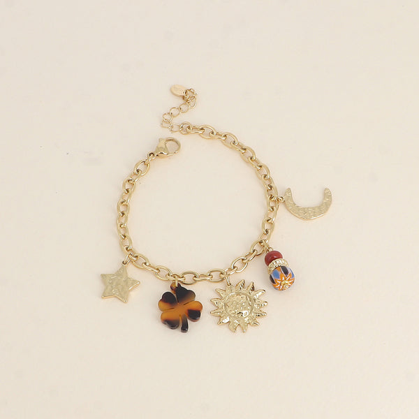 goudkleurige bedel armband stainless steel