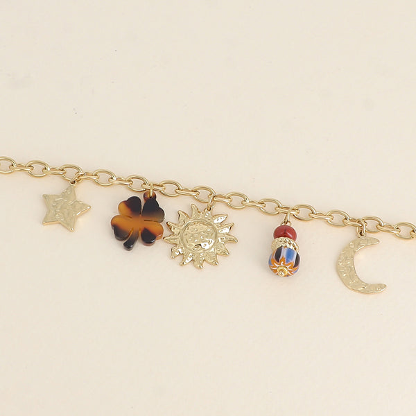 goudkleurige bedel armband stainless steel