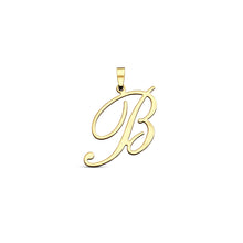 Afbeelding in Gallery-weergave laden, echt gouden sierlijke letter hanger van 14 krt geel goud 25.5 mm