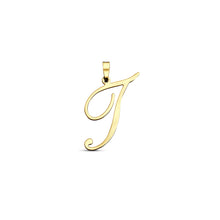 Afbeelding in Gallery-weergave laden, echt gouden sierlijke letter hanger van 14 krt geel goud 25.5 mm
