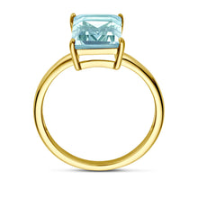 Afbeelding in Gallery-weergave laden, echt gouden ring met grote baguette geslepen blauwe topaas | 14 krt
