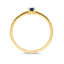 Afbeelding in Gallery-weergave laden, echt geel gouden ring met saffier | 14 krt geel goud - september geboortesteen