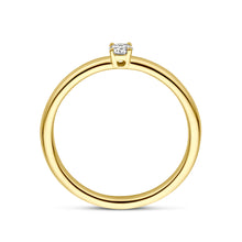 Afbeelding in Gallery-weergave laden, 14 krt geel gouden gladde ring met diamant 0.10 crt in 4 poot chaton