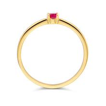 Afbeelding in Gallery-weergave laden, echt geel gouden ring met robijn | 14 krt geel goud - juli geboortesteen