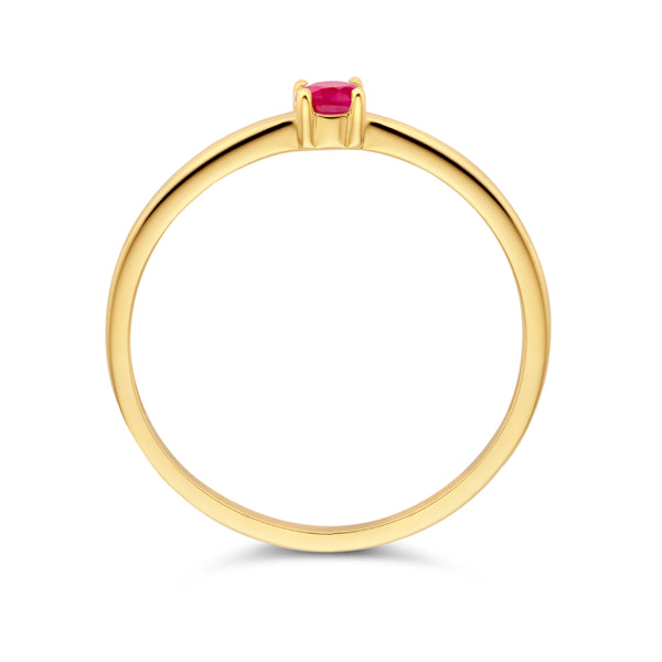 echt geel gouden ring met robijn | 14 krt geel goud - juli geboortesteen