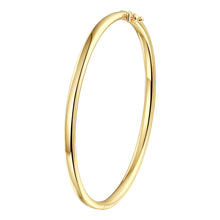 Afbeelding in Gallery-weergave laden, geel gouden rond afgewerkte bangle van 14 karaat geel goud 4 mm