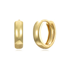 Afbeelding in Gallery-weergave laden, gladde vlak afgewerkte oorringen 16 mm echt zilver + laagje goud