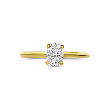 Afbeelding in Gallery-weergave laden, echt gouden ring met ovaal geslepen lab grown diamant van 0.50 crt | 14 karaat geel goud