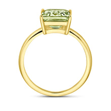 Afbeelding in Gallery-weergave laden, echt gouden ring met grote baguette geslepen groene amethist | 14 krt
