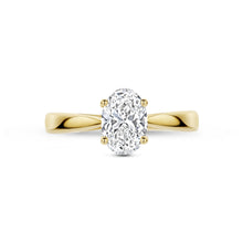 Afbeelding in Gallery-weergave laden, echt gouden ring met ovaal geslepen lab grown diamant van 1 crt | 14 karaat geel goud