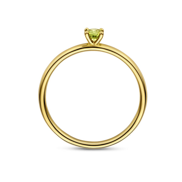 echt geel gouden ring met groene peridot | 14 krt geel goud