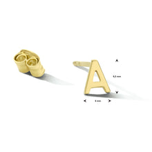 Afbeelding in Gallery-weergave laden, echt gouden letter oorknop per stuk | 14 krt geel goud