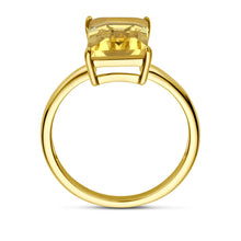 Afbeelding in Gallery-weergave laden, echt gouden ring met grote baguette geslepen citrien | 14 krt