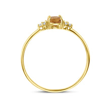 Afbeelding in Gallery-weergave laden, echt gouden ring met citrien en zirkonia 14 krt geel goud