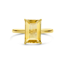 Afbeelding in Gallery-weergave laden, echt gouden ring met grote baguette geslepen citrien | 14 krt