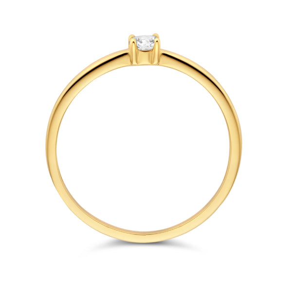 echt geel gouden ring met zirkonia | 14 krt geel goud - april geboortesteen