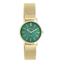 Afbeelding in Gallery-weergave laden, goudkleurige ronde oozoo met donkergroene wijzerplaat 28 mm | stainless steel