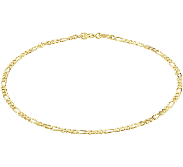 verguld gouden figaro chain | echt zilver enkelbandje