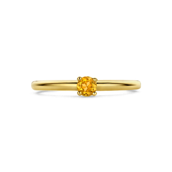 echt gouden ring met citrien | 14 krt geel goud