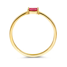 Afbeelding in Gallery-weergave laden, echt geel gouden ring met robijn | 14 krt geel goud