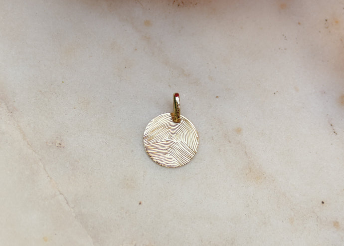 de vingerafdruk van haar zoontje en man samen op één echt goud graveerplaatje