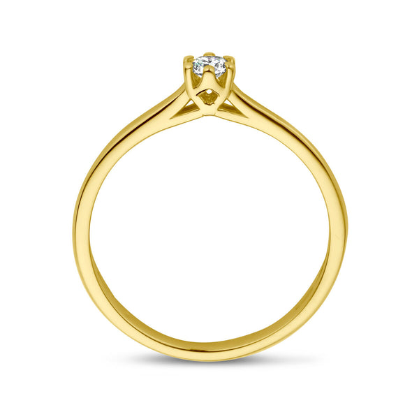 echt gouden ring met diamant van 0.10 crt | 14 karaat geel goud