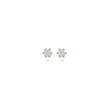 Afbeelding in Gallery-weergave laden, tijdloze diamanten oorknopjes met lab grown diamant à 0.125 crt per stuk in 6 poot chaton | 14 krt geel goud
