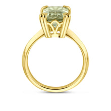 Afbeelding in Gallery-weergave laden, echt gouden ring met grote baguette geslepen groene amethist | 14 krt
