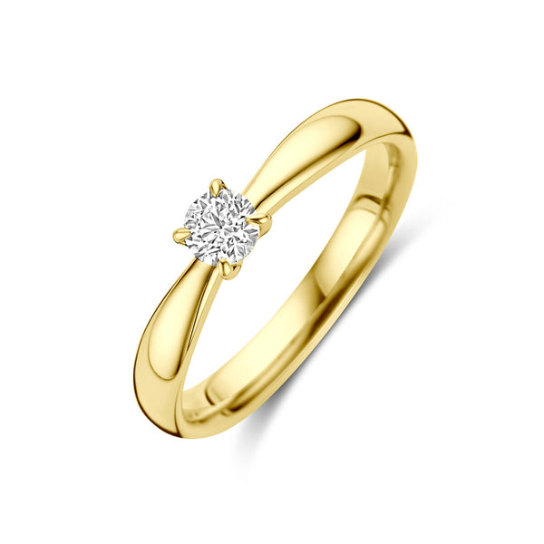 echt gouden ring met diamant van 0.25 crt | 14 karaat geel goud