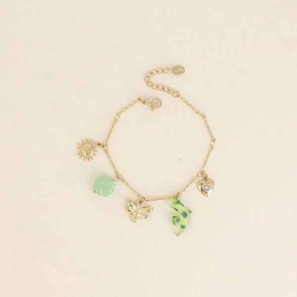 goudkleurige armband met bedels 💚 stainless steel
