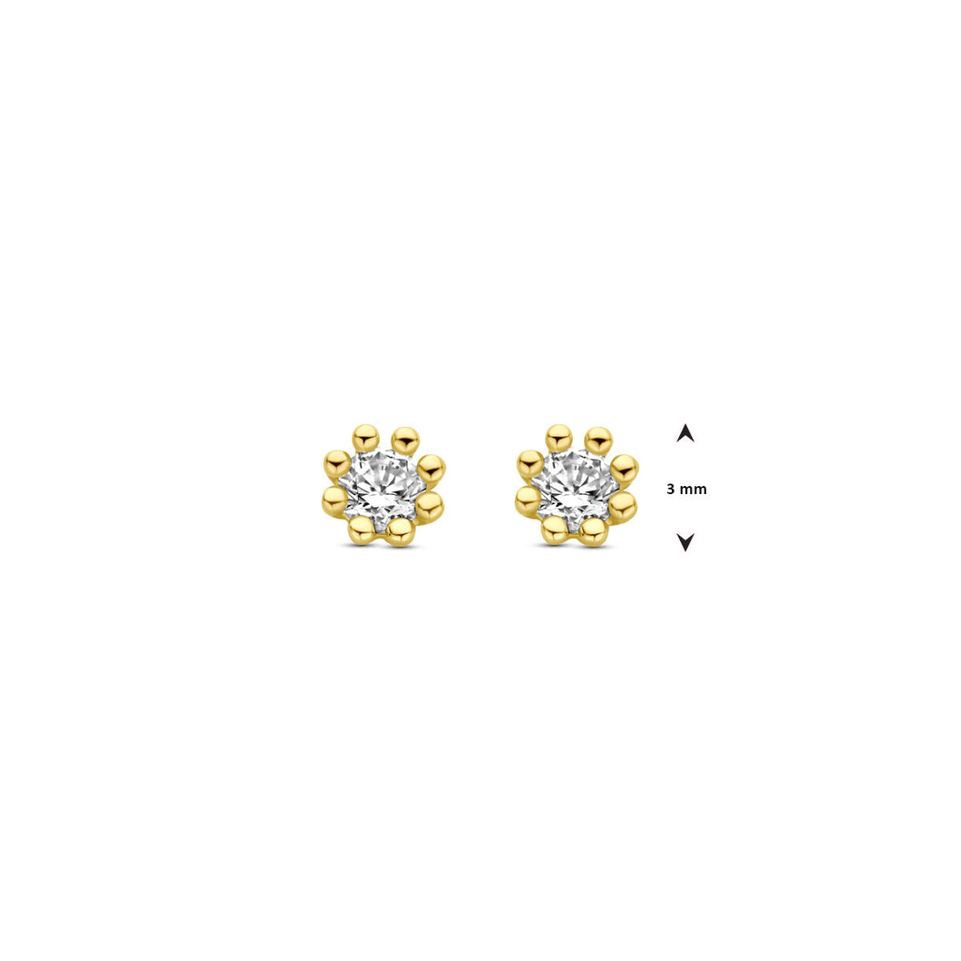 gouden oorknopjes met zirkonia stenen | 14 krt