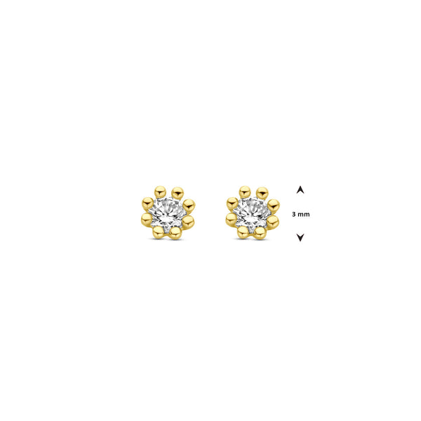 gouden oorknopjes met zirkonia stenen | 14 krt