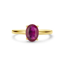Afbeelding in Gallery-weergave laden, echt gouden ring met ovale robijn | 14 krt geel goud
