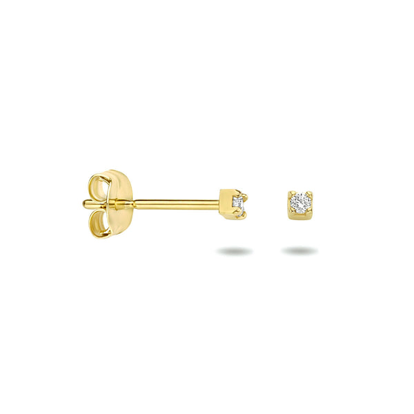 gouden oorknopjes met mini zirkonia stenen a 1.5 mm | 14 krt