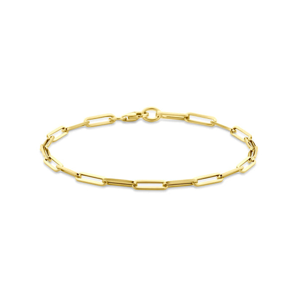9 krt geel gouden paperclip schakelarmband 3 mm