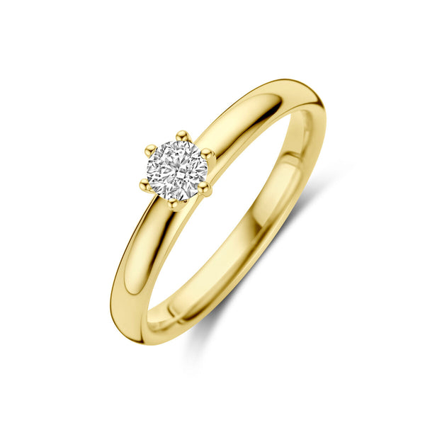 echt gouden ring met diamant van 0.25 crt | 14 karaat geel goud