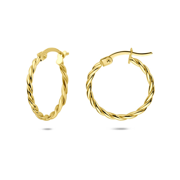 geel gouden gevlochten oorringen 20 mm | 14 krt