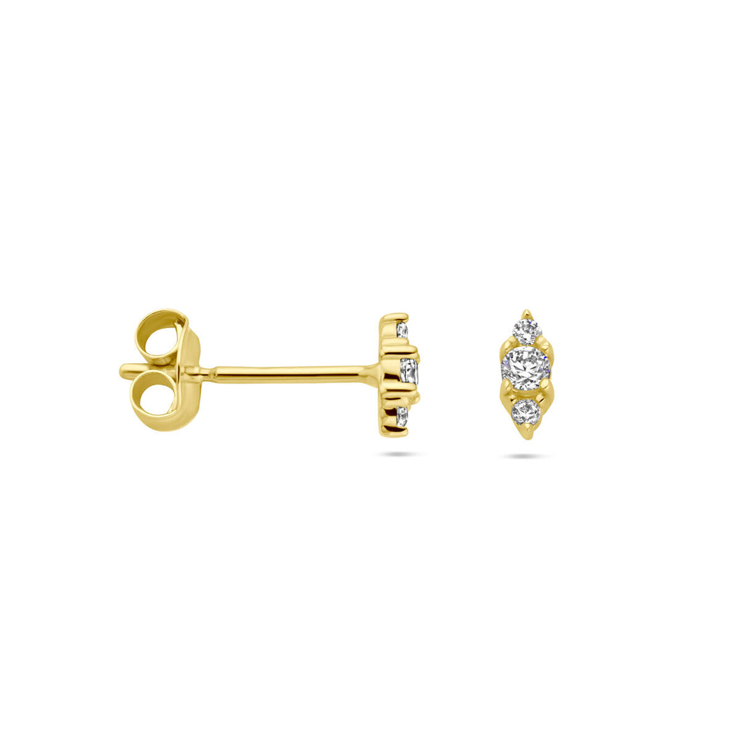 gouden oorknopjes met zirkonia stenen | 14 krt