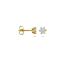 Afbeelding in Gallery-weergave laden, tijdloze diamanten oorknopjes met lab grown diamant in 6 poot chaton | 14 krt geel goud
