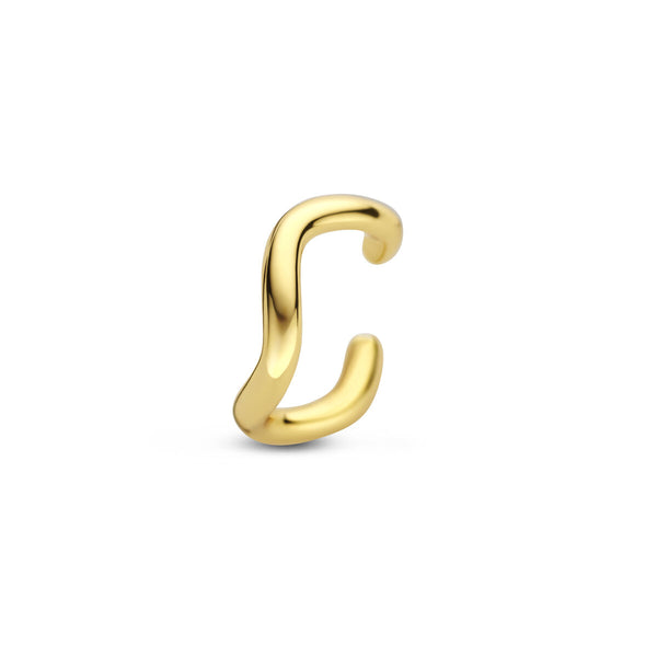 goudkleurige earcuff met wave patroon | echt zilver + laagje goud