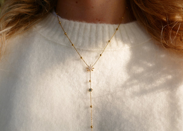 fijn goudkleurig Y collier stainless steel